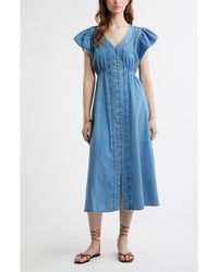 Treasure & Bond - Button Front Chambray Midi Dress - Lyst