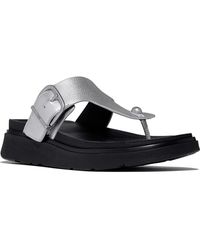 Fitflop - Gen Ff Buckle Tumbled Leather Toe Post Sandals - Lyst