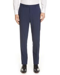 Canali - Flat Front Classic Fit Solid Stretch Wool Dress Pants - Lyst