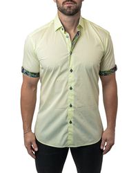 Maceoo - Galileo Calamansi Contemporary Fit Short Sleeve Button-up Shirt At Nordstrom - Lyst
