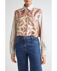 Etro - Paisley Stripe Silk Button-Up Shirt - Lyst