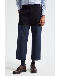 Thom Browne - Unconstructed Colorblock Cotton Straight Leg Crop Pants - Lyst