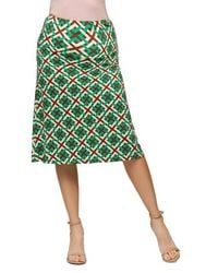 24seven Comfort Apparel - Maternity Geometric Print Elastic Waist Knee Length Skirt - Lyst