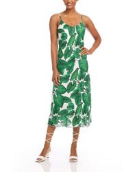 Karen Kane - Palm Print Bias Cut Linen Midi Dress - Lyst