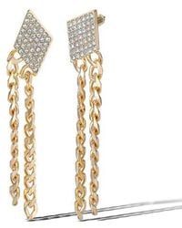 Jessica Simpson - Tone Chain Fringe Dangle Earrings With Crystal Accents - Lyst
