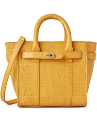 Mulberry - Micro Bayswater Croc Embossed Leather Satchel - Lyst