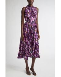 St. John - '70S Block Print Pleated Dress - Lyst