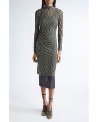 Dries Van Noten - Hofes Tie Print Layered Long Sleeve Mesh Midi Dress - Lyst