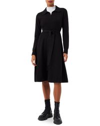 French Connection - Judith Tie Waist Long Sleeve A-line Dress - Lyst