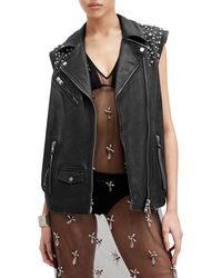 AllSaints - Billie Embellished Leather Vest - Lyst