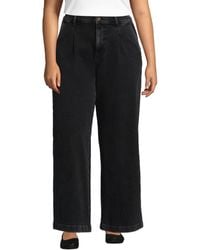 Lands' End - High Rise Soft Denim Pleated Wide Leg Trousers - Lyst