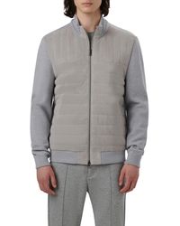 Bugatchi - Quilted Suede Panel Sweater Jacket - Lyst