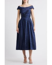 Tahari - Crushed Taffeta Off The Shoulder Cocktail Dress - Lyst