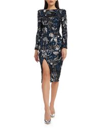 Dress the Population - Natalie Sequin Long Sleeve Body-con Dress - Lyst
