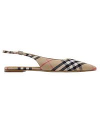 Burberry - Check Dame Slingback Ballerinas - Lyst