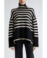 Totême - Stripe Wool Blend Turtleneck Sweater - Lyst