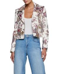 L'Agence - Blakely Butterfly Leopard Print Crop Leather Biker Jacket - Lyst