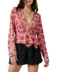 Free People - Falling For You Floral Print Peplum Top - Lyst