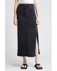 Hidden Jeans - Side Slit High Waist Midi Denim Skirt - Lyst
