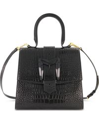 Mac Duggal - Crocodile Leather Buckle Detail Medium Handbag - Lyst