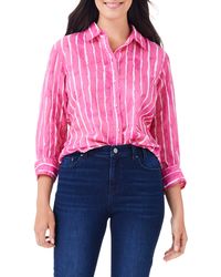 NIC+ZOE - Nic+zoe Watercolor Stripe Girlfriend Cotton Button-up Shirt - Lyst