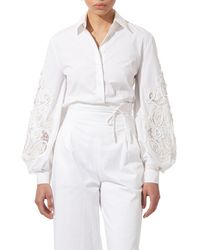 Carolina Herrera - Lace Embellished Button-up Shirt - Lyst