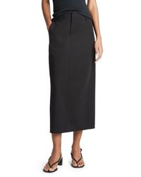 Vince - Straight Fit Stretch Cotton Midi Skirt - Lyst