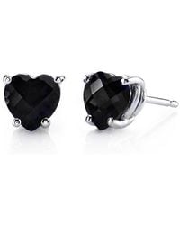 Donatello Gian - Solid Sterling Created Gemstone Heart Stud Earrings - Lyst