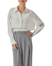Astr - Crop Button-up Shirt & Smocked Camisole - Lyst