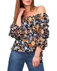 Vince Camuto - Floral Off The Shoulder Bubble Sleeve Blouse - Lyst