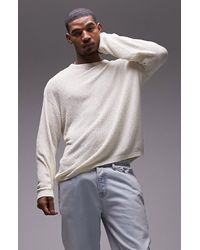 TOPMAN - Crewneck Cotton Blend Sweater - Lyst
