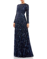 Mac Duggal - Embellished Illusion High Neck Long Sleeve A Line Gown - Lyst