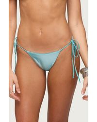 Edikted - Seffey Metallic Side Tie Bikini Bottoms - Lyst