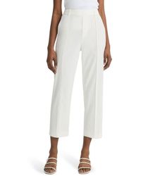 Vince - Pintuck Linen Blend Tapered Trousers - Lyst