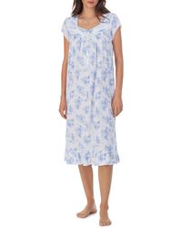 Eileen West - Waltz Floral Print Lace Trim Cotton & Modal Nightgown - Lyst