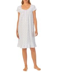 Eileen West - Floral Print Cap Sleeve Cotton Jersey Short Nightgown - Lyst