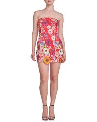 Endless Rose - Floral Embroidery Strapless Sheath Dress - Lyst