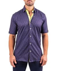 Maceoo - Galileo Resistance Shark Print Short Sleeve Button-Up Shirt - Lyst