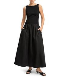 MARCELLA - Gillian Mixed Media Ponte & Cotton A-Line Dress - Lyst