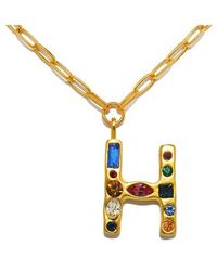 Sequin - Emilie Crystal Initial Pendant Necklace - Lyst