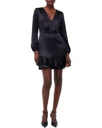 French Connection - Denney Long Sleeve Satin Cocktail Dress - Lyst