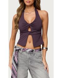 Edikted - Prima Twist Split Front Halter Crop Top - Lyst