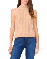 Halogen® - Turtleneck Cable Stitch Cotton Sweater Tank - Lyst