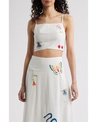 Cleobella - Sage Embroidered Organic Cotton Crop Tank - Lyst