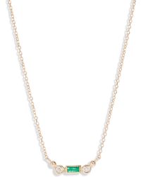 Anzie - Cléo Emerald & Diamond Bar Pendant Necklace - Lyst