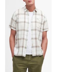 Barbour - Croft Regular Fit Plaid Short Sleeve Linen Blend Button-up Shirt - Lyst