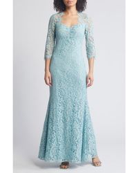 Eliza J - Floral Lace Trumpet Gown - Lyst