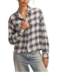 Lucky Brand - Plaid Cotton Cropped Raw Hem Button-Up Shirt - Lyst