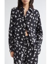 Stella McCartney - Mini Birds Silk Button-Up Shirt - Lyst