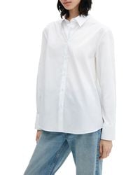 Mango - Oversize Cotton Blend Button-up Shirt - Lyst